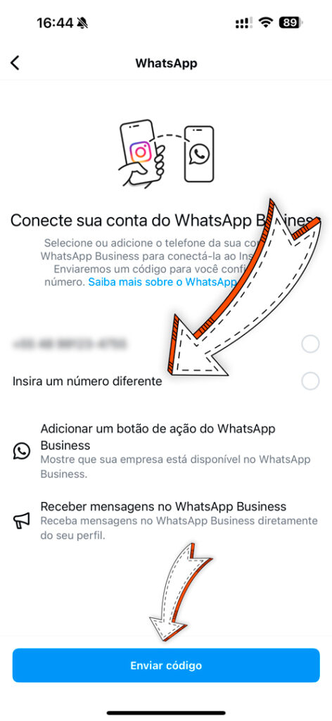 Botão do WhatsApp no perfil do Instagram